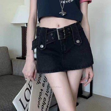 夏季優選✨辣妹牛仔短裙 褲裙 牛仔半身裙 包臀裙 防走光 韓版 高腰短裙 A字裙 百搭顯瘦A字包臀短裙 牛仔裙 褲裙