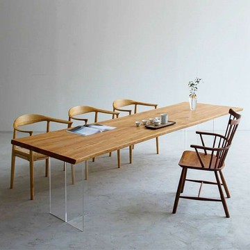 會議桌 長桌 洽談桌 免運 附發票 亞克力折疊桌椅懸浮餐桌長方形辦公室泡茶桌民宿茶臺大板會議桌