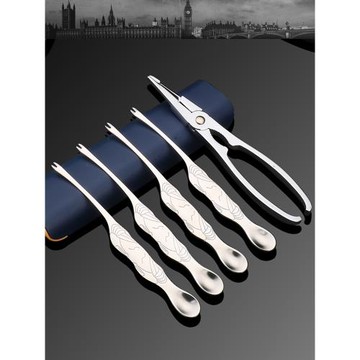 吃蟹工具蟹鉗夾剪蟹針套裝神器蟹八件家用便攜剝拆螃蟹大閘蟹專用