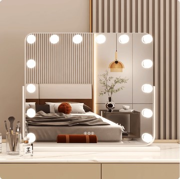 60*52cm镜子 化妝鏡 帶燈led高清桌面梳妝鏡大號智能觸控補光鏡梳妝臺鏡子帶燈桌面鏡子 化妝鏡