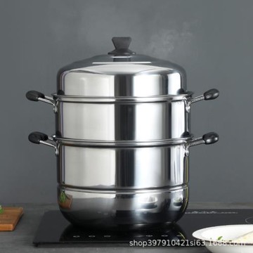 加厚不銹鋼2層大號蒸鍋雙層二層湯鍋28cm-40cm蒸饃鍋蒸魚鍋電磁爐
