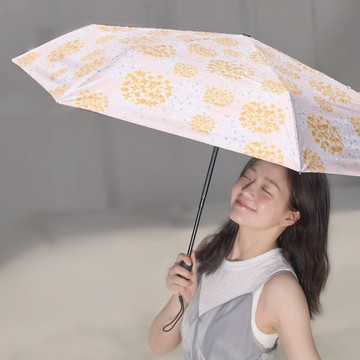 rento 防曬黑膠安全自動傘-繡球花(橘)