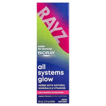 Bioray, Rayz®，All Systems Glow，適用於青少年，樹莓味，2 液量盎司（59 毫升）