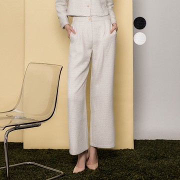 【MEDUSA】金絲混紡編織毛呢西裝寬褲-2色(M-XL) | 女西裝長褲