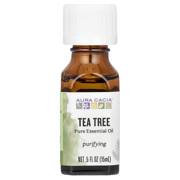 Aura Cacia, 純精油，茶樹，0.5 液量盎司（15 毫升）
