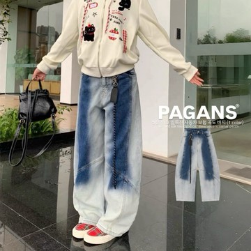 【PAGANS STORE】美式 解構 潑墨 暈染 漸層 刷漆 漸變 水洗 仿舊 車線 彎刀褲 牛仔褲 彎刀 牛仔 長褲