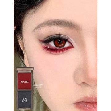 美式辣妹！哥特小煙熏紅黑眼影盤 雙色眼影 煙熏妝 玩妝 女團風吸血鬼啞光珠光偏光煙熏朋克暗黑系 小眾超a甜酷颯 畫內眼線
