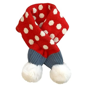 愛北鼻 兒童針織交叉圍巾，柔軟舒適，多款顏色可選，保暖時尚配件  1入  紅色  標準尺寸