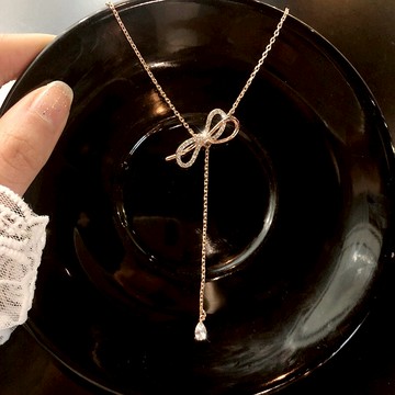 氣質網紅蝴蝶結項鏈年新款女輕奢小眾設計感鎖骨鏈簡約脖頸鏈