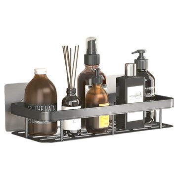 太空鋁轉角壁掛置物架  方形黑色  1個