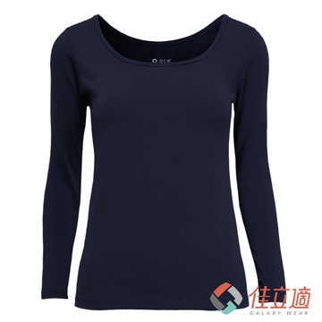 佳立適-升溫蓄熱保暖衣-女寬口U領-藍色(使用3M吸濕快排)