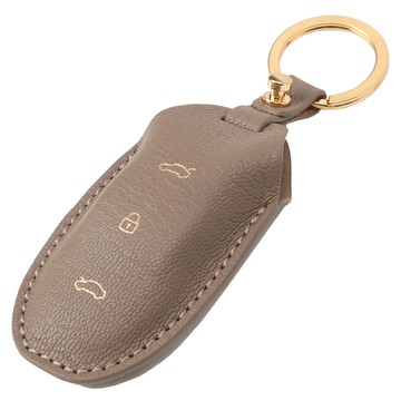 Vasli 特斯拉 Model S/Model X/Model Y/Model 3 Crispe 皮革智能鑰匙包  大象灰金色  TS013