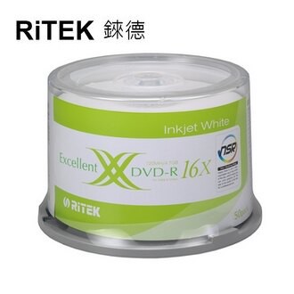 EF【RiTEK錸德】 16X DVD-R 桶裝 4.7GB 珍珠白滿版可列印式 50片/組【APP滿額下單10%點數(單一帳號最高5000點)】1/31止