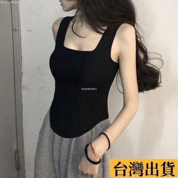 🌈台倉出庫🌈 大尺碼背心 女生背心 無袖背心 內搭背心 小可愛背心 吊帶背心 夏季新款方領吊帶 背心女修身白色打底衫