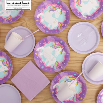 獨角獸主題餐具派對紙碟紫色小馬女孩生日聚會水果蛋糕紙盤子套裝
