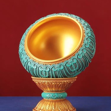 限時下殺 免運 可開立發票 台灣公司 八吉祥樹脂釋迦牟尼缽浮雕花缽碗藏式用品佛缽菩薩擺件靜心水果缽