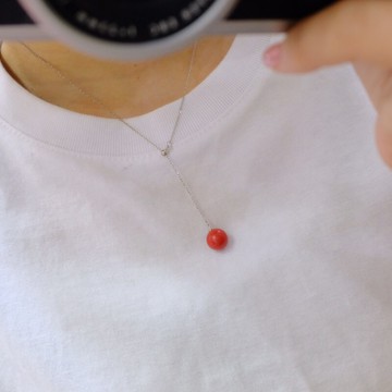 925純銀項鍊朱砂吊墜-簡約Y字鍊可調節精緻女配件74al13【獨家進口】【米蘭精品】