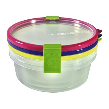omADA 抗菌密封保鮮盒 Set 尺寸18*6.5cm 容量1.0L  1組  黃色 + 紅色 + 紫色
