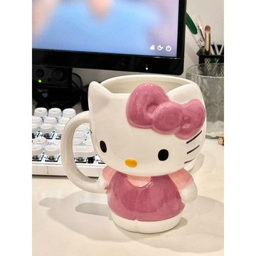 Kitty水杯🎀 辦公室陶瓷杯凱蒂杯子創意馬克杯卡通可愛少女水杯實用大容量 陶瓷杯  可愛水杯 凱蒂貓水杯