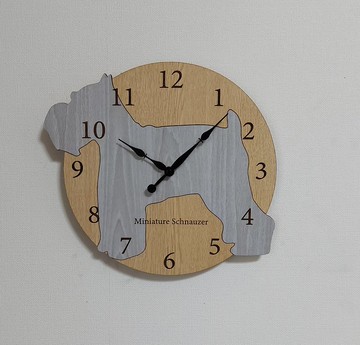 期間下殺3000日元 刻名字刻狗凸掛鐘雪納瑞灰銀靜音鐘