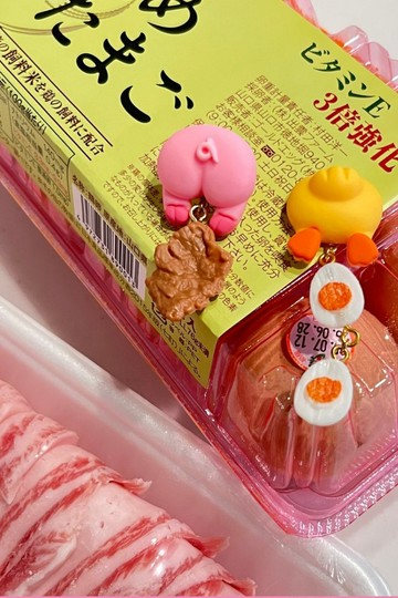 豬屁屁×肉 & 小雞×水煮蛋 不對稱耳環 – 手工可愛趣味飾品