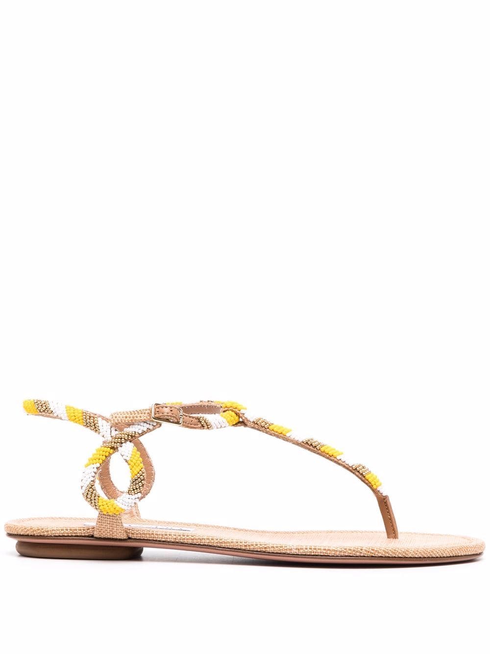 Aquazzura - Almost Bare flat sandals - women - Leather/Straw/Fabric - 40 - Yellow - Farfetch - LINE購物 Aquazzura - Almost Bare flat sandals - women - Leather/Straw/Fabric - 40 - Yellow - Farfetch - LINE購物
