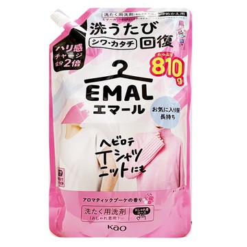 洗衣精 日本Kao EMAL防縮抗皺護色洗衣精補充包-柔和花香(粉色)810g