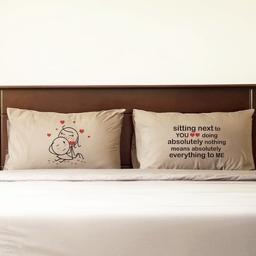 依偎而坐 對枕枕頭套組 男孩遇見女孩系列 白/藍/卡其|Humantouch