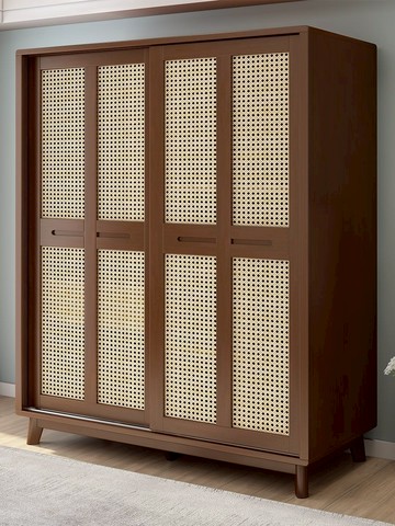 熱銷/免運 日式/衣櫃/衣櫥/臥室 高顏值實木衣柜簡約現代小戶型收納柜儲物柜多層落地式衣櫥帶抽屜