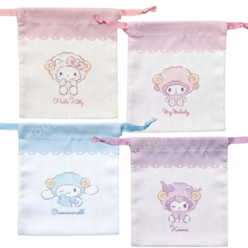 小禮堂 Sanrio 三麗鷗 尼龍束口袋 (羊咩咩款) 大耳狗 酷洛米 美樂蒂