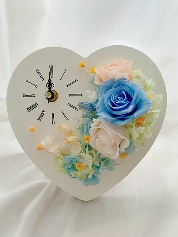 藍色永生玫瑰心型花時計永生花結婚禮物 Pinkoi 設計購物網站 Line購物