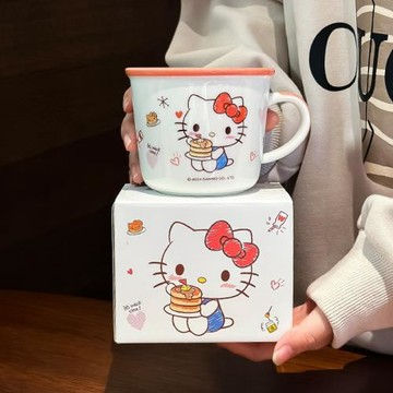 三麗鷗早餐杯庫洛米帶刻度女生牛奶杯喝水杯創意卡通陶瓷杯水杯子