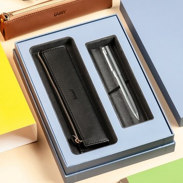 LAMY 鋼珠筆 三角筆袋禮盒  / AION / 黑色/橄欖銀