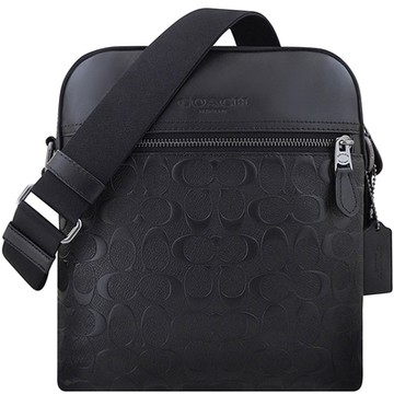 COACH 黑色皮革大C立體浮雕斜背包