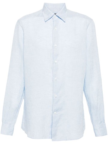Zegna - long-sleeve linen shirt - men - Linen/Flax - XXL - Blue