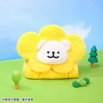 【線條小狗】毛毯-黃花小白【墊腳石】造型毯 連帽 絨毛 披肩