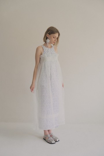 organza pocket dress 歐干紗口袋洋裝 fog white 雲霧白
