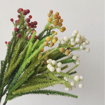 仿真花布魯納珊瑚果軟裝假花藝果實沙藻松枝南非花材干果插花配材