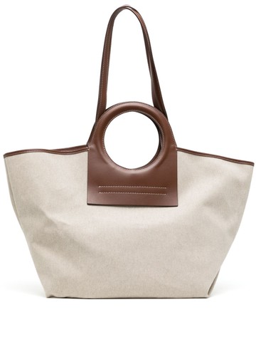 Hereu - large Cala leather tote bag - women - Calf Leather/Cotton - One Size - Neutrals