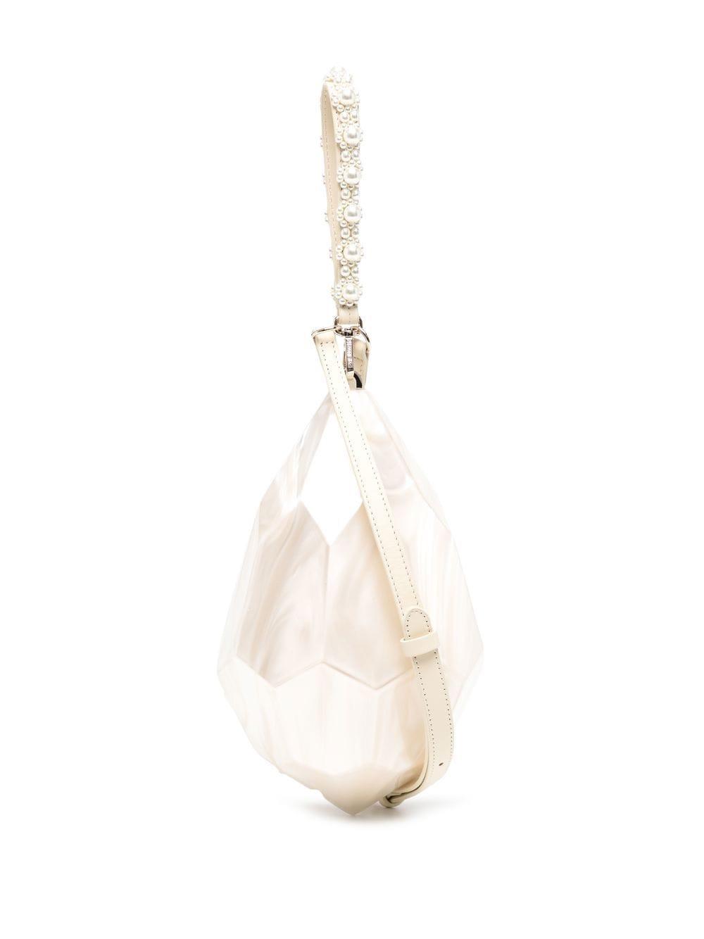 Simone Rocha - faceted pearl-strap crossbody bag - women - Polycarbonite/Viscose - One Size - White