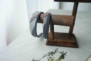 古董領帶改製手工髮箍-日本銀座TAYA田屋-點線面-灰-寬版/窄版