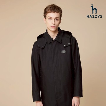 【HAZZYS】男款黑色率性百搭風衣 YASHC060