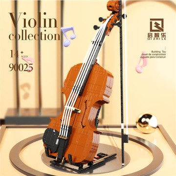 啟智樂90025小提琴樂器玩具模型桌面擺件禮品拼裝益智小顆粒積木