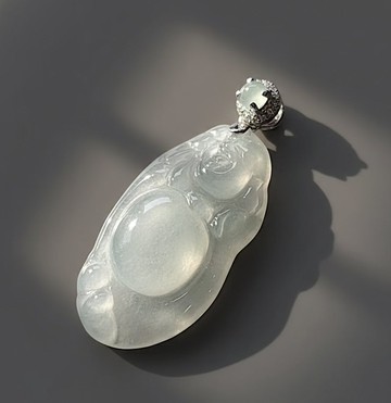 冰種翡翠彌勒佛項鍊 18K金鑲嵌  | 天然緬甸玉A貨翡翠 | 送禮