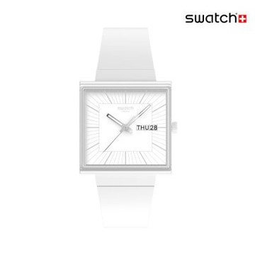 Swatch WHAT IF...ALLWHITE? 經典手錶/方形錶/男錶/女錶/瑞士製造 SO34W700 (41mm)