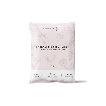 Body Goals 多效乳清蛋白飲-草莓牛奶口味 隨手包30入組(31g/包30包/盒)