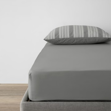 HOLA 和樂家居 艾禮思 色織純棉床包單人 880g  186 x 105 x 35cm  條紋灰