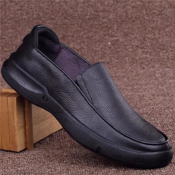 皮鞋男款冬季真皮透氣商務休閑男鞋子2026新款黑色一腳蹬豆豆鞋男
