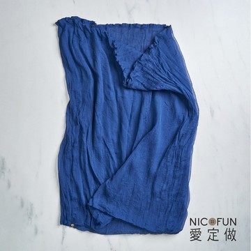 NicoFun 愛定做 浪漫60 柳葉絲披肩式寬版圍脖(一入 四季可戴 領巾髮帶 髮箍 桑蠶絲巾 皺褶絲巾 真絲)