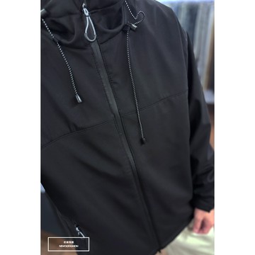 E7th.素面連帽風衣外套-黑(E7J2232410)